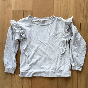 LOFT Gray Ruffle Sweatshirt